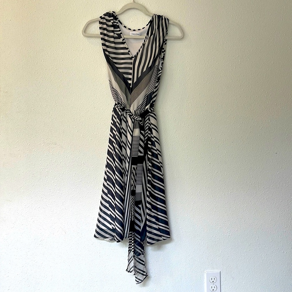 Super cute, striped black and white Calvin Klein dress